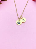 Bear Footprint Charm Gold or silver Necklace, Paw, D475