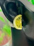 Lemon Slice Silver Stud Earrings, Surgical Stainless Steel, N6080A