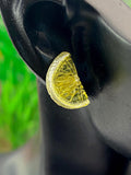 Lemon Slice Silver Stud Earrings, Surgical Stainless Steel, N6080A