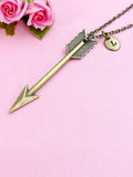 Arrow Charm Necklace, Bronze or Silver, Personalized Gift, N3653