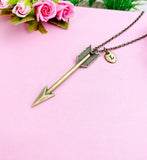 Arrow Charm Necklace, Bronze or Silver, Personalized Gift, N3653