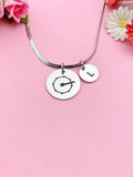 Bass Drum Charm Necklace, Silver or Gold Stainless Steel Musician Necklace, D505