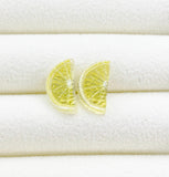 Lemon Slice Silver Stud Earrings, Surgical Stainless Steel, N6080A