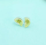 Lime Slice Silver Stud Earrings, Surgical Stainless Steel, N6080B