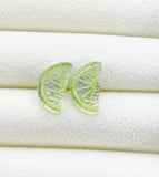 Lime Slice Silver Stud Earrings, Surgical Stainless Steel, N6080B