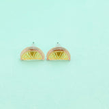 Grapefruit Slice Silver Stud Earrings, Surgical Stainless Steel, N6080