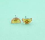Grapefruit Slice Silver Stud Earrings, Surgical Stainless Steel, N6080