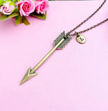Arrow Charm Necklace, Bronze or Silver, Personalized Gift, N3653