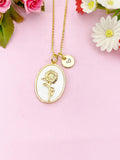 Aster Necklace, Gold Necklace, Mother of Pearl, September Flower, Birthday Gifts, N4883I