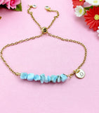 Larimar Bracelet in Silver or Gold, Natural Larimar Gemstone Jewelry, N6117B