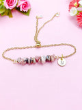 Rhodochrosite Bracelet in Silver or Gold, Natural Rhodochrosite Gemstone Jewelry, N6119B