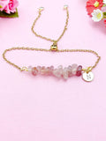 Strawberry Quartz Bracelet in Silver or Gold, Natural Strawberry Quartz Gemstone Jewelry, N6120B