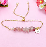 Strawberry Quartz Bracelet in Silver or Gold, Natural Strawberry Quartz Gemstone Jewelry, N6120B
