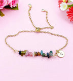 Tourmaline Bracelet, Silver or Gold, Natural Tourmaline Gemstone Jewelry, N6123B