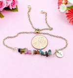 Tourmaline Bracelet, Silver or Gold, Natural Tourmaline Gemstone Jewelry, N6123B