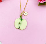 Apple Slice Charm Gold Necklace, Green Apple, Foodie Jewelry, N6160