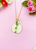 Apple Slice Charm Gold Necklace, Green Apple, Foodie Jewelry, N6160