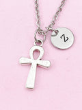 Ankh Egypt Cross Charm Silver Necklace, Ankh Egypt Cross  Jewelry Gift, N6200