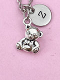 Bear Charm Silver Necklace, Bear with Bowknot Jewelry Gifts, N6204