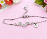Cherry Blossom Charm Silver Bracelet, Flower Branch, Plum Blossom, N6230