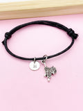 Saddle Charm Adjustable Waxed Cord Bracelet, Horse Saddle Jewelry, N6197L