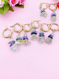 Gold  Fluorite Earrings, Natural Gemstone Jewelry, N3975F
