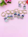 Gold  Fluorite Earrings, Natural Gemstone Jewelry, N3975F