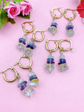Gold  Fluorite Earrings, Natural Gemstone Jewelry, N3975F