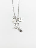 Ballet Dress Pearl Charm Silver Necklace, Gifts for Ballet Dance Girls, N5175M