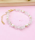 Quartz Crystal Shell Pearl Bracelet, Gold Natural Gemstone Jewelry, N6300