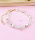 Quartz Shell Pearl Bracelet, Gold Natural Gemstone Jewelry, N6300