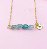 Apatite Necklace, Gold Natural Apatite Gemstone Jewelry, Bracelet Option, N6303