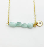Larimar Necklace, Gold Natural Larimar Gemstone Jewelry, Bracelet Option, N6306