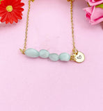 Larimar Necklace, Gold Natural Larimar Gemstone Jewelry, Bracelet Option, N6306