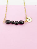 Garnet Necklace, Gold Natural Garnet Gemstone Jewelry, Bracelet Option, N6307