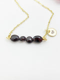 Garnet Necklace, Gold Natural Garnet Gemstone Jewelry, Bracelet Option, N6307