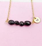 Garnet Necklace, Gold Natural Garnet Gemstone Jewelry, Bracelet Option, N6307