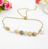 Moonstone Bracelet, Gold Natural Multi Moonstone Gemstone Jewelry, Necklace Option, N6311