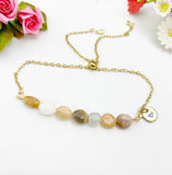 Moonstone Bracelet, Gold Natural Multi Moonstone Gemstone Jewelry, Necklace Option, N6311