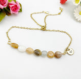 Moonstone Bracelet, Gold Natural Multi Moonstone Gemstone Jewelry, Necklace Option, N6311