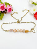 Sunstone Bracelet, Gold Natural Sunstone Gemstone Jewelry, Necklace Option, N6314
