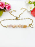 Sunstone Bracelet, Gold Natural Sunstone Gemstone Jewelry, Necklace Option, N6314