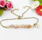 Sunstone Bracelet, Gold Natural Sunstone Gemstone Jewelry, Necklace Option, N6314