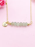 Green Aventurine Necklace, Gold Natural Green Aventurine Gemstone Jewelry, Bracelet Option, N6320