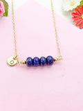 Lapis Lazuli Necklace, Gold Natural Lapis Lazuli Gemstone Jewelry, Bracelet Option, N6322