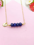 Lapis Lazuli Necklace, Gold Natural Lapis Lazuli Gemstone Jewelry, Bracelet Option, N6322