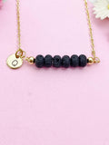 Lava Rock Necklace, Gold Natural Lava Rock Gemstone Jewelry, Bracelet Option, N6323