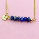 Lapis Lazuli Necklace, Gold Natural Lapis Lazuli Gemstone Jewelry, Bracelet Option, N6324