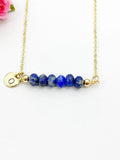 Lapis Lazuli Necklace, Gold Natural Lapis Lazuli Gemstone Jewelry, Bracelet Option, N6324