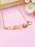 Quartz Necklace, Gold Natural Quartz Gemstone Jewelry, Bracelet Option, N6327